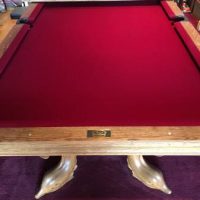 Hand Carved Dolphin Oak Pool Table