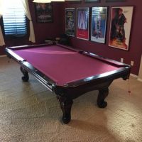 Pool Table with Wine Colored Felt for Sale!