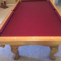 SIGNATURE SERIES MENSA 8' SOLID NATURAL OAK POOL TABLE WITH 4 PIECE TABLE TOP