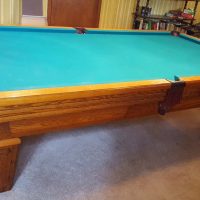 9’ American Classics Custom Built Pool Table – 3 Piece Slate Top, Light and Accessories $600.
